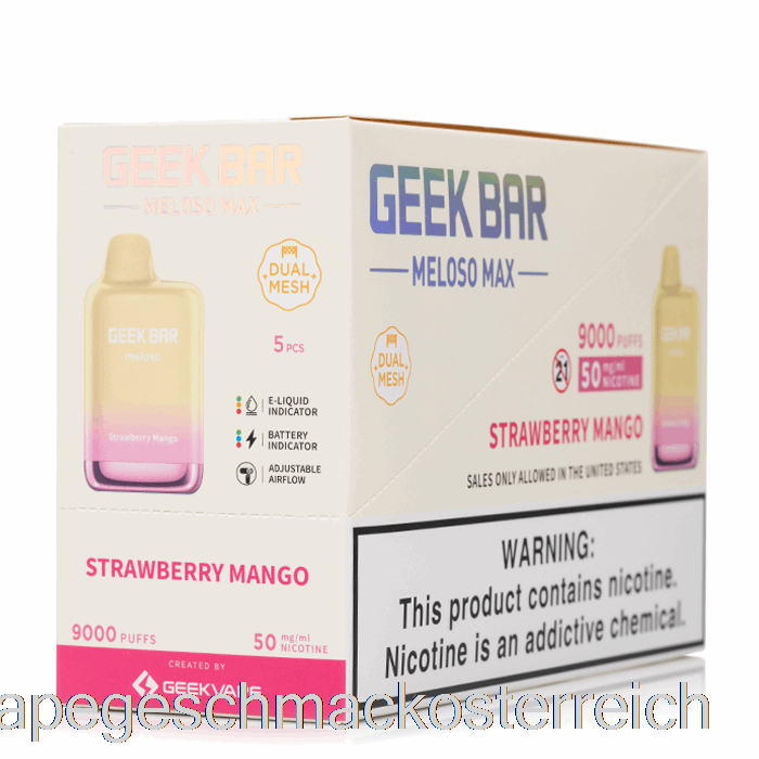 [5er-Pack] Geek Bar Meloso Max 9000 Einweg-Vape-Geschmack
